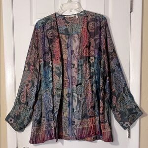 Soft Surroundings Paloma jacket vintage paisley on button cardigan tapestry 1X